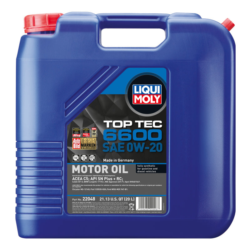 LIQUI MOLY 20L Top Tec 6600 Motor Oil SAE 0W20 LIQUI MOLY Motor Oils  AXOPROS