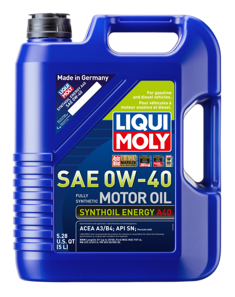 LIQUI MOLY 5L Synthoil Energy A40 Motor Oil SAE 0W40 LIQUI MOLY Motor Oils  AXOPROS