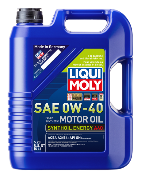 LIQUI MOLY 5L Synthoil Energy A40 Motor Oil SAE 0W40 LIQUI MOLY Motor Oils  AXOPROS