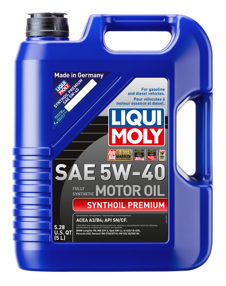 LIQUI MOLY 5L Synthoil Premium Motor Oil SAE 5W40 LIQUI MOLY Motor Oils  AXOPROS
