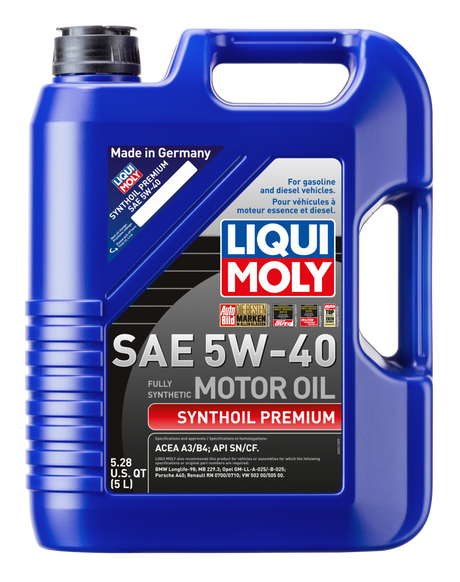 LIQUI MOLY 5L Synthoil Premium Motor Oil SAE 5W40 LIQUI MOLY Motor Oils  AXOPROS