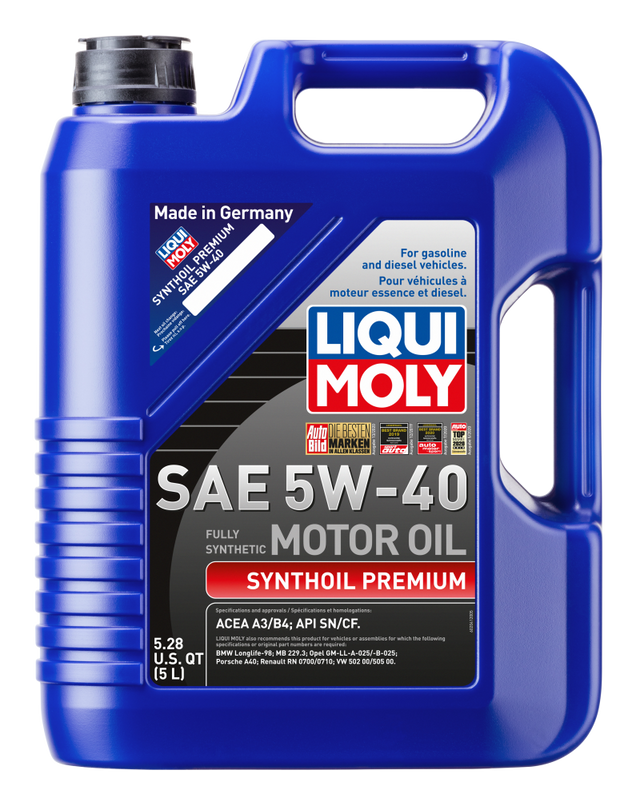 LIQUI MOLY 5L Synthoil Premium Motor Oil SAE 5W40 LIQUI MOLY Motor Oils  AXOPROS