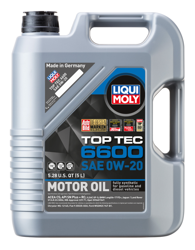 LIQUI MOLY 5L Top Tec 6600 Motor Oil SAE 0W20 LIQUI MOLY Motor Oils  AXOPROS