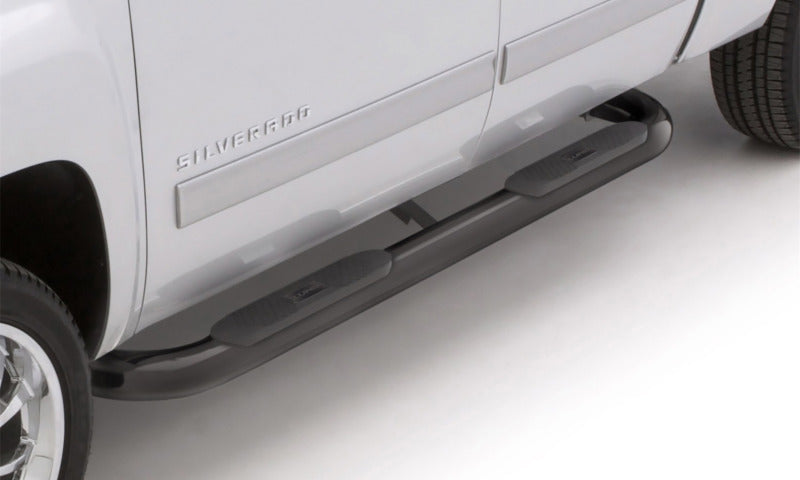 Lund 05-17 Toyota Tacoma Access Cab 4in. Oval Curved Steel Nerf Bars - Black LUND Nerf Bars  AXOPROS