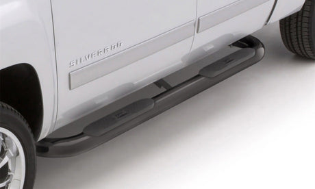 Lund 05-17 Toyota Tacoma Access Cab 4in. Oval Curved Steel Nerf Bars - Black LUND Nerf Bars  AXOPROS