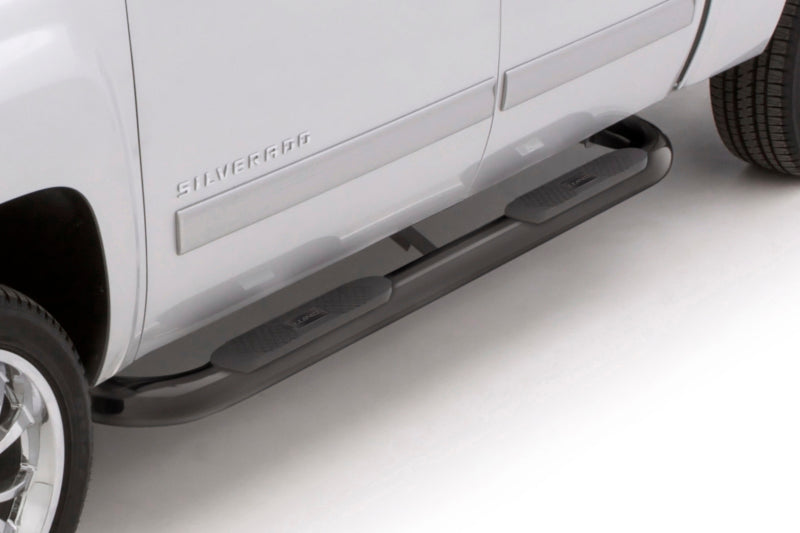 Lund 2019 Chevy Silverado 1500 Crew Cab 4in. Oval Curved Steel Nerf Bars - Black LUND Nerf Bars  AXOPROS