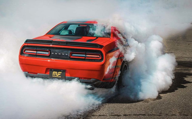 MagnaFlow Axle-Back, SS, 2.5in, Quad Split Rear 3.5in Tip 2015 Dodge Challenger 3.6L V6 Magnaflow Axle Back  AXOPROS