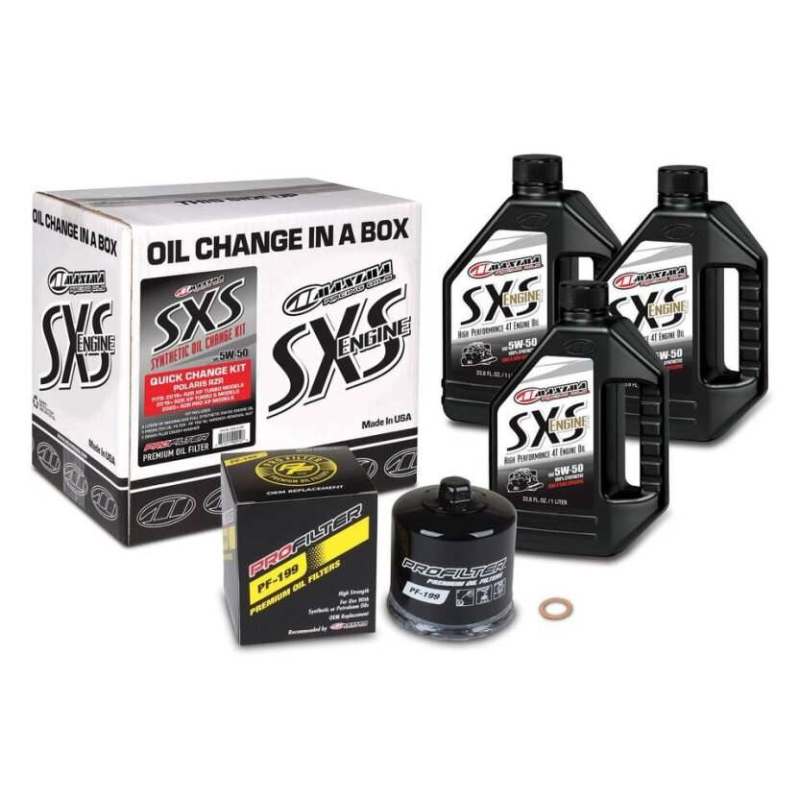 Maxima SXS Polaris RZR/Ranger Quick Change Kit w/Full Synthetic 5W50 Engine Oil/Filter/Hardware Maxima Oil Maintenance Kits  AXOPROS
