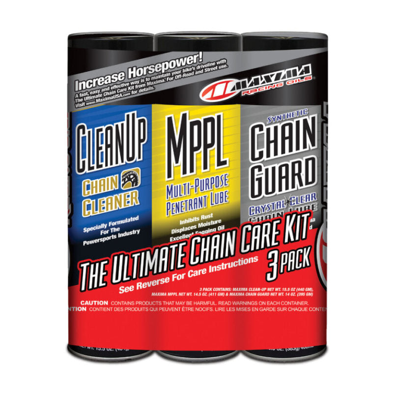 Maxima Synthetic Chain Guard Ultimate Chain Care Combo Kit - 3-Pack (Aerosol) Maxima Chain Oils and Cleaners  AXOPROS
