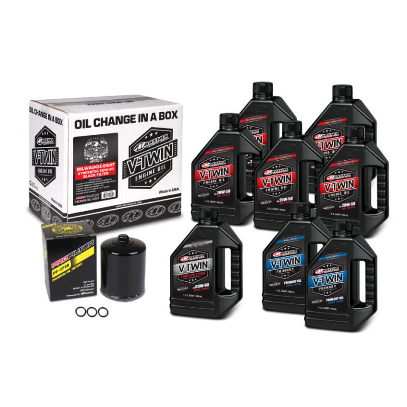 Maxima V-Twin Oil Change Kit Synthetic w/Black Filter Milwaukee-Eight Maxima Oil Maintenance Kits  AXOPROS