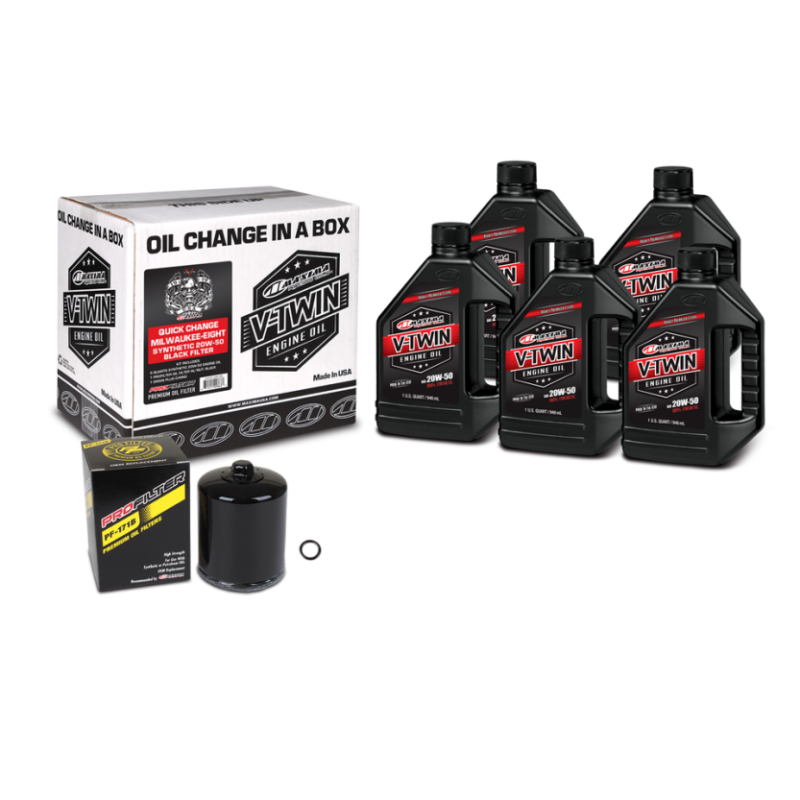 Maxima V-Twin Quick Change Kit Synthetic w/Black Filter Milwaukee-Eight Maxima Oil Maintenance Kits  AXOPROS