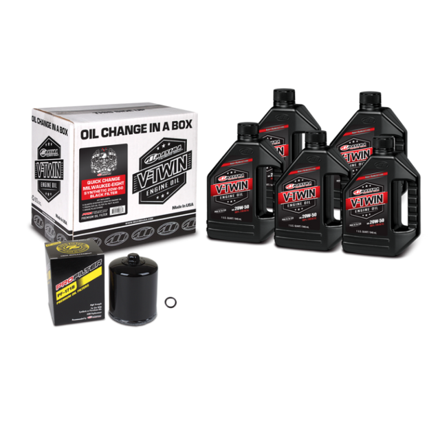 Maxima V-Twin Quick Change Kit Synthetic w/Black Filter Milwaukee-Eight Maxima Oil Maintenance Kits  AXOPROS