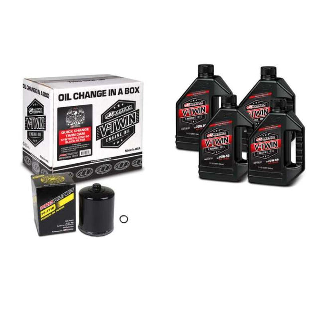 Maxima V-Twin Quick Change Kit Synthetic w/Black Filter Twin Cam Maxima Oil Maintenance Kits  AXOPROS