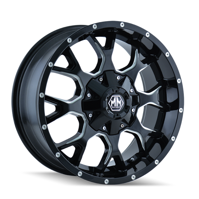 Mayhem 8015 Warrior 20x9 / 6x135 BP / 18mm Offset / 106mm Hub Black w/ Milled Spokes Wheel Mayhem Wheels - Cast  AXOPROS