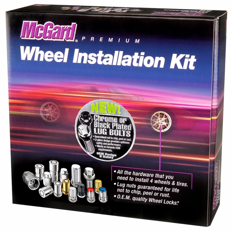 McGard 5 Lug Hex Install Kit w/Locks (Cone Seat Bolt) M14X1.5 / 17mm Hex / 28.0mm Shank L. - Black McGard Wheel Bolts  AXOPROS