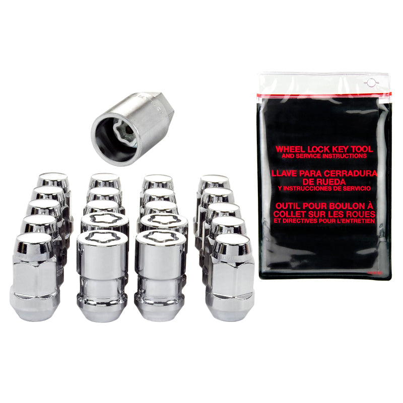 McGard 5 Lug Hex Install Kit w/Locks (Cone Seat Nut / Bulge) M12X1.5 / 3/4 Hex / 1.45in L - Chrome McGard Lug Nuts  AXOPROS