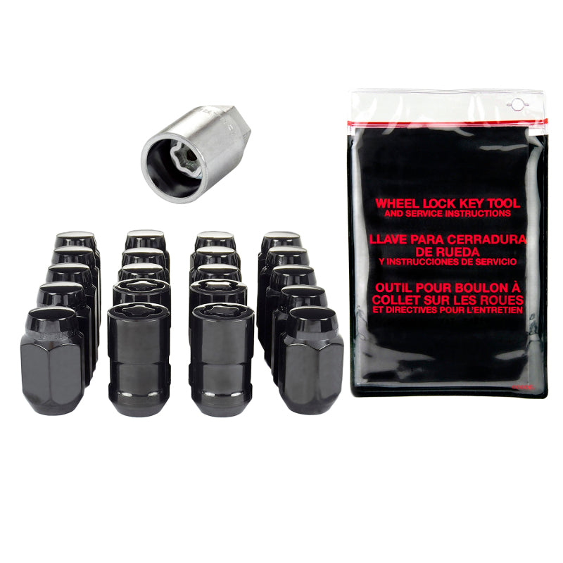 McGard 5 Lug Hex Install Kit w/Locks (Cone Seat Nut) M12X1.5 / 13/16 Hex / 1.5in. Length - Black McGard Lug Nuts  AXOPROS