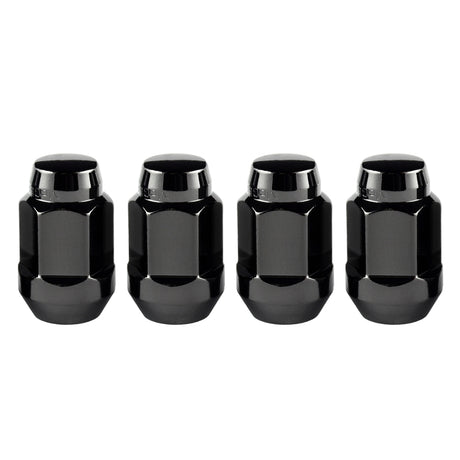 McGard Hex Lug Nut (Cone Seat Bulge Style) M14X1.5 / 22mm Hex / 1.635in. Length (4-Pack) - Black McGard Lug Nuts  AXOPROS