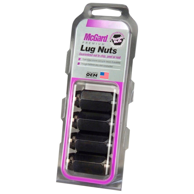 McGard Hex Lug Nut (Cone Seat) M14X1.5 / 22mm Hex / 1.635in. Length (4-Pack) - Black McGard Lug Nuts  AXOPROS