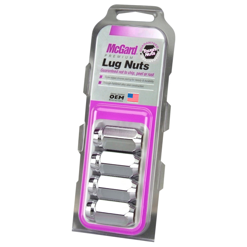 McGard Hex Lug Nut (Cone Seat) M14X1.5 / 22mm Hex / 1.635in. Length (4-Pack) - Chrome McGard Lug Nuts  AXOPROS