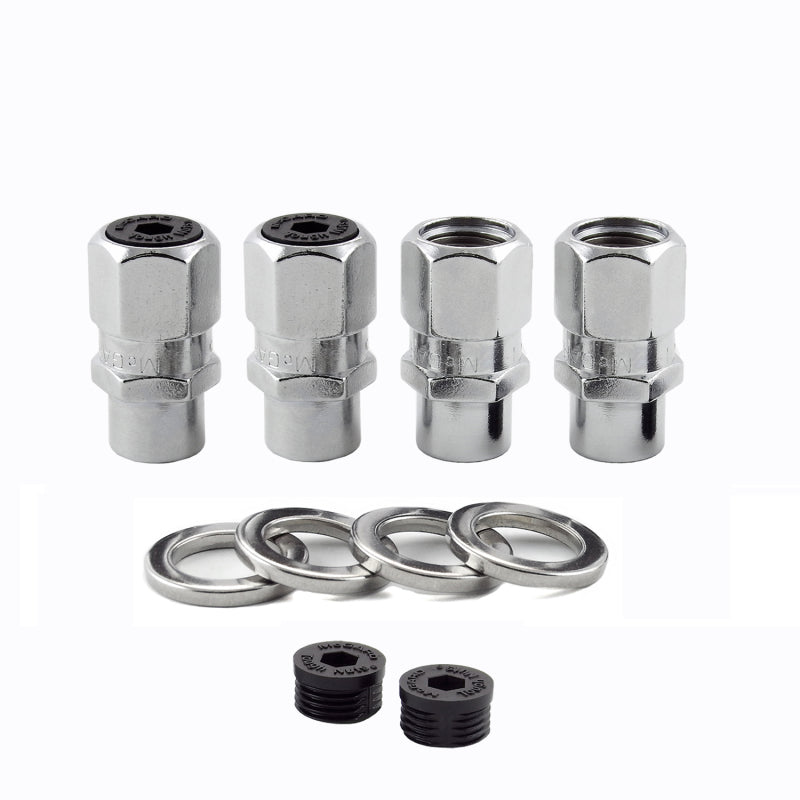 McGard Hex Lug Nut (Drag Racing Short Shank) 1/2-20 / 13/16 Hex / 1.6in. Length (4-Pack) - Chrome McGard Lug Nuts  AXOPROS