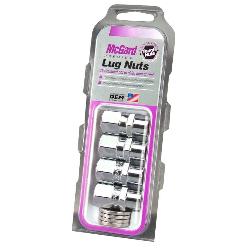 McGard Hex Lug Nut (Drag Racing Short Shank) M12X1.5 / 13/16 Hex / 1.6in. Length (4-Pack) - Chrome McGard Lug Nuts  AXOPROS