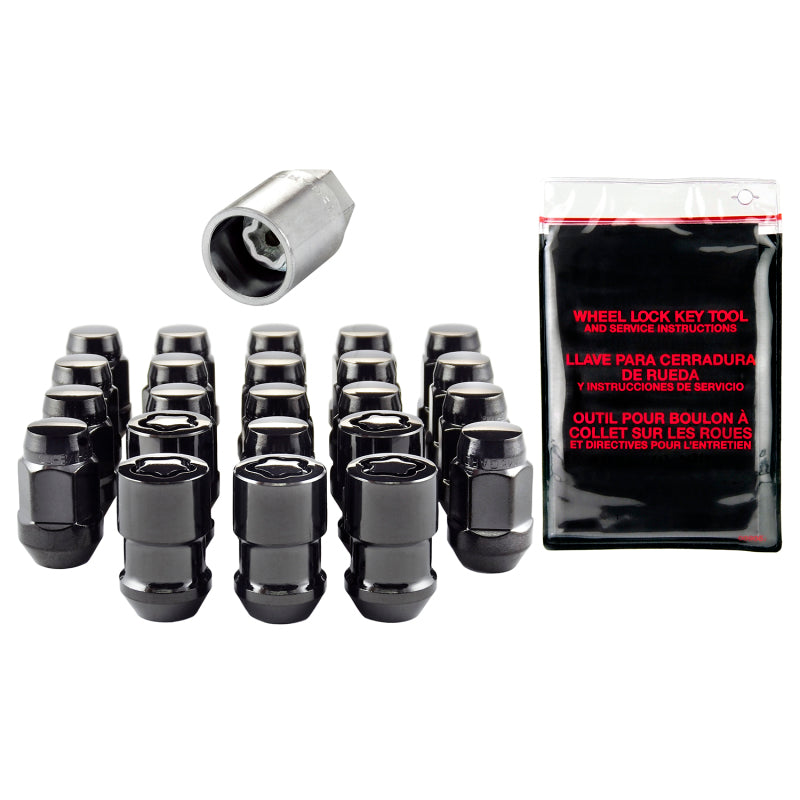 McGard Jeep Wrangler Install Kit (Cone Seat Bulge) 1/2-20 / 3/4 Hex / (18 Lug Nuts / 5 Locks) - Blk McGard Lug Nuts  AXOPROS
