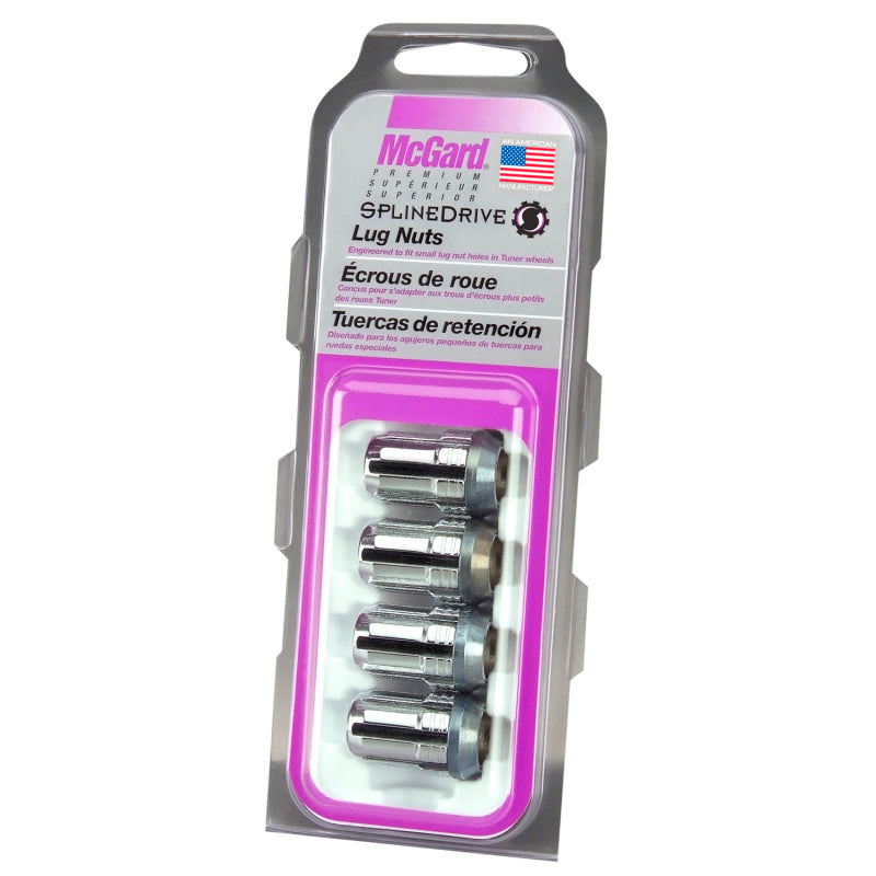 McGard SplineDrive Lug Nut (Cone Seat) M12X1.5 / 1.24in. Length (4-Pack) - Chrome (Req. Tool) McGard Lug Nuts  AXOPROS