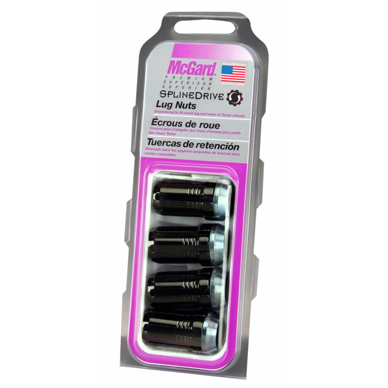 McGard SplineDrive Lug Nut (Cone Seat) M14X1.5 / 1.935in. Length (4-Pack) - Black (Req. Tool) McGard Lug Nuts  AXOPROS