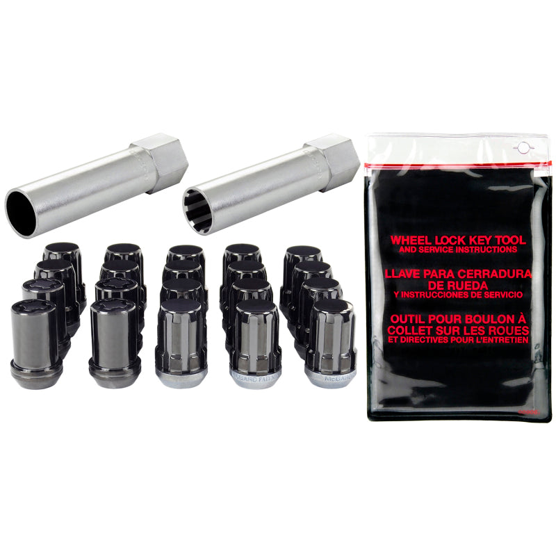McGard SplineDrive Tuner 5 Lug Install Kit w/Locks & Tool (Cone) M12X1.5 / 13/16 Hex - Blk McGard Lug Nuts  AXOPROS