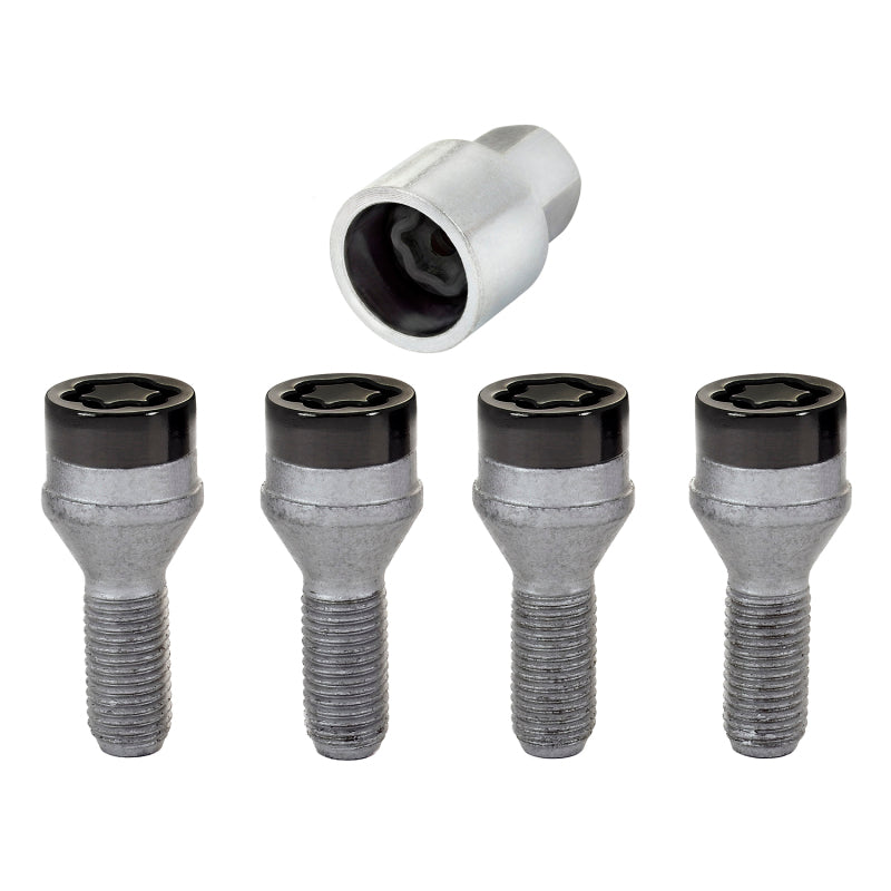 McGard Wheel Lock Bolt Set - 4pk. (Cone Seat) M12X1.5 / 17mm Hex / 25.5mm Shank Length - Black McGard Wheel Bolts  AXOPROS