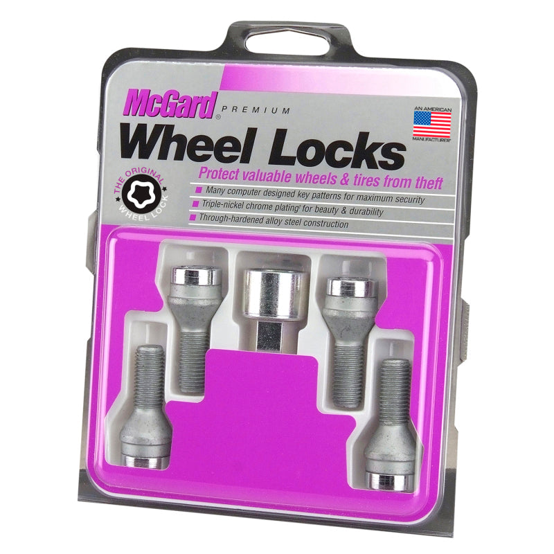 McGard Wheel Lock Bolt Set - 4pk. (Cone Seat) M12X1.5 / 17mm Hex / 40.5mm Shank Length - Chrome McGard Wheel Bolts  AXOPROS