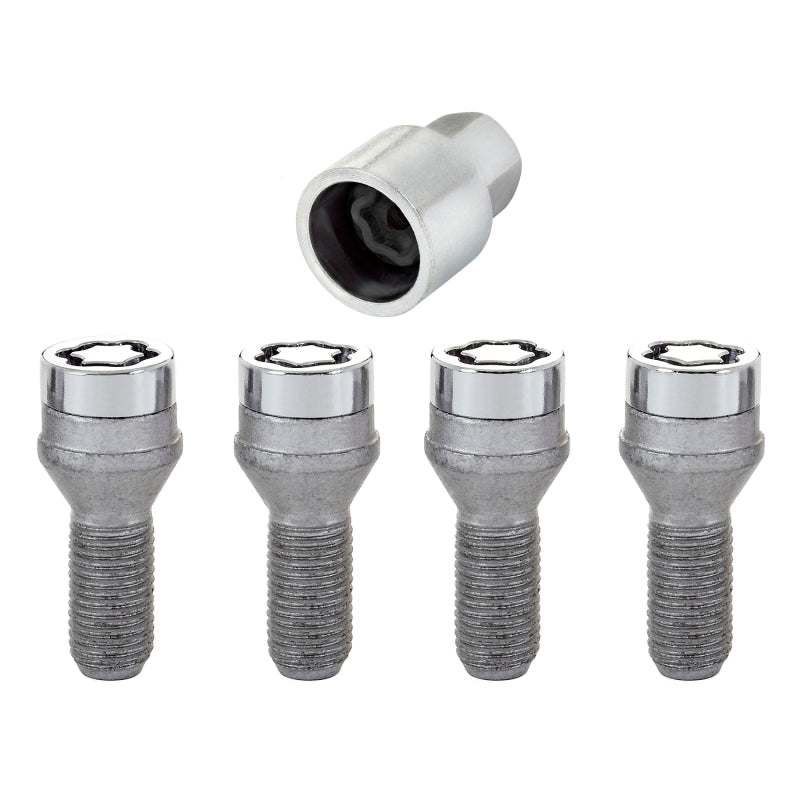 McGard Wheel Lock Bolt Set - 4pk. (Cone Seat) M14X1.25 / 17mm Hex / 27.3mm Shank Length - Chrome McGard Wheel Bolts  AXOPROS