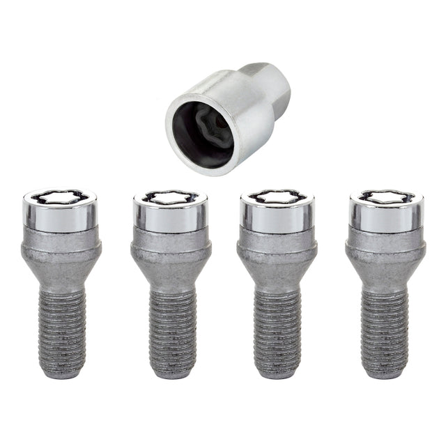 McGard Wheel Lock Bolt Set - 4pk. (Cone Seat) M14X1.25 / 17mm Hex / 27.3mm Shank Length - Chrome McGard Wheel Bolts  AXOPROS