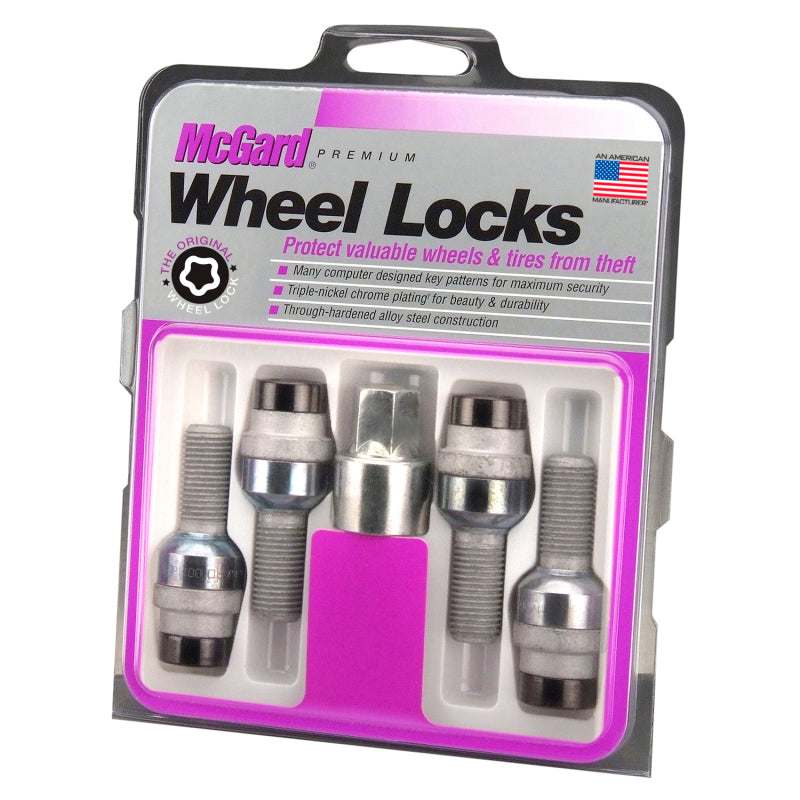 McGard Wheel Lock Bolt Set - 4pk. (Radius Seat) M14X1.5 / 17mm Hex / 28.2mm Shank Length - Black McGard Wheel Bolts  AXOPROS