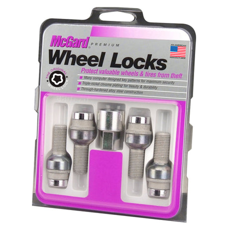McGard Wheel Lock Bolt Set - 4pk. (Radius Seat) M14X1.5 / 17mm Hex / 28.2mm Shank Length - Chrome McGard Wheel Bolts  AXOPROS