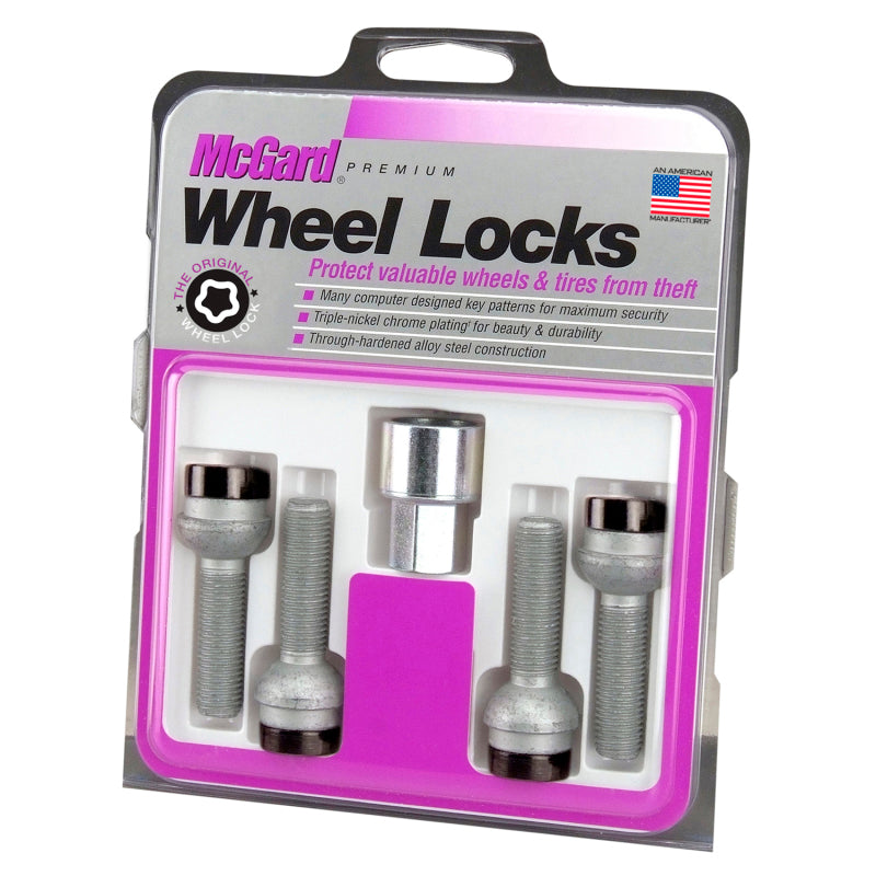 McGard Wheel Lock Bolt Set - 4pk. (Radius Seat) M14X1.5 / 17mm Hex / 45.0mm Shank Length - Black McGard Wheel Bolts  AXOPROS
