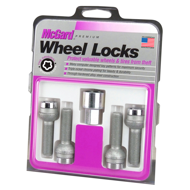 McGard Wheel Lock Bolt Set - 4pk. (Radius Seat) M14X1.5 / 17mm Hex / 45.0mm Shank Length - Chrome McGard Wheel Bolts  AXOPROS