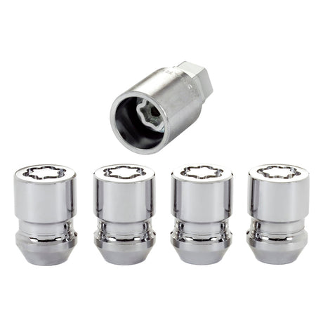 McGard Wheel Lock Nut Set - 4pk. (Cone Seat) M12X1.5 / 19mm & 21mm Dual Hex / 1.28in. L - Chrome McGard Lug Nuts  AXOPROS
