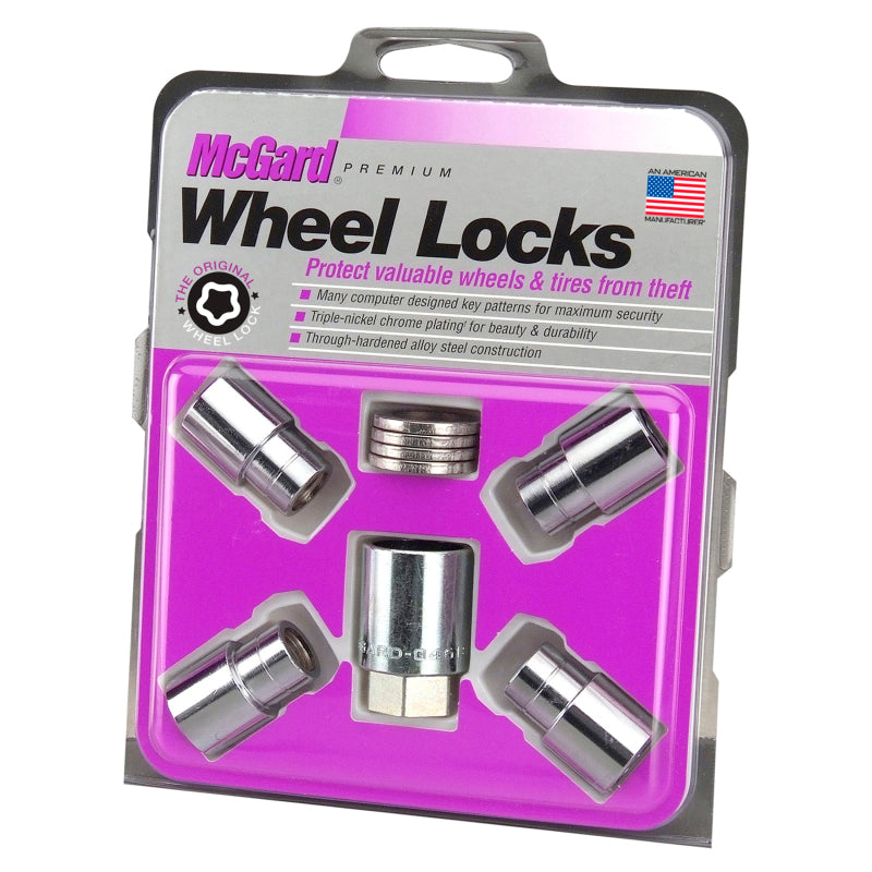 McGard Wheel Lock Nut Set - 4pk. (Reg. Shank Seat) M12X1.5 / 13/16 Hex / 1.38in. Length - Chrome McGard Lug Nuts  AXOPROS