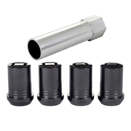 McGard Wheel Lock Nut Set - 4pk. (Tuner / Cone Seat) M12X1.25 / 13/16 Hex / 1.24in. Length - Black McGard Lug Nuts  AXOPROS