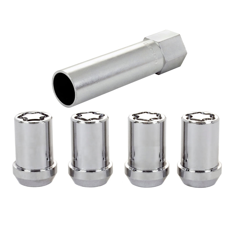 McGard Wheel Lock Nut Set - 4pk. (Tuner / Cone Seat) M12X1.5 / 13/16 Hex / 1.24in. Length - Chrome McGard Lug Nuts  AXOPROS