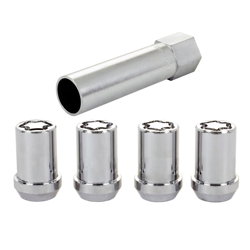 McGard Wheel Lock Nut Set - 4pk. (Tuner / Cone Seat) M12X1.5 / 13/16 Hex / 1.24in. Length - Chrome McGard Lug Nuts  AXOPROS