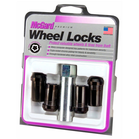 McGard Wheel Lock Nut Set - 4pk. (Tuner / Cone Seat) M14X1.5 / 22mm Hex / 1.648in. Length - Black McGard Lug Nuts  AXOPROS