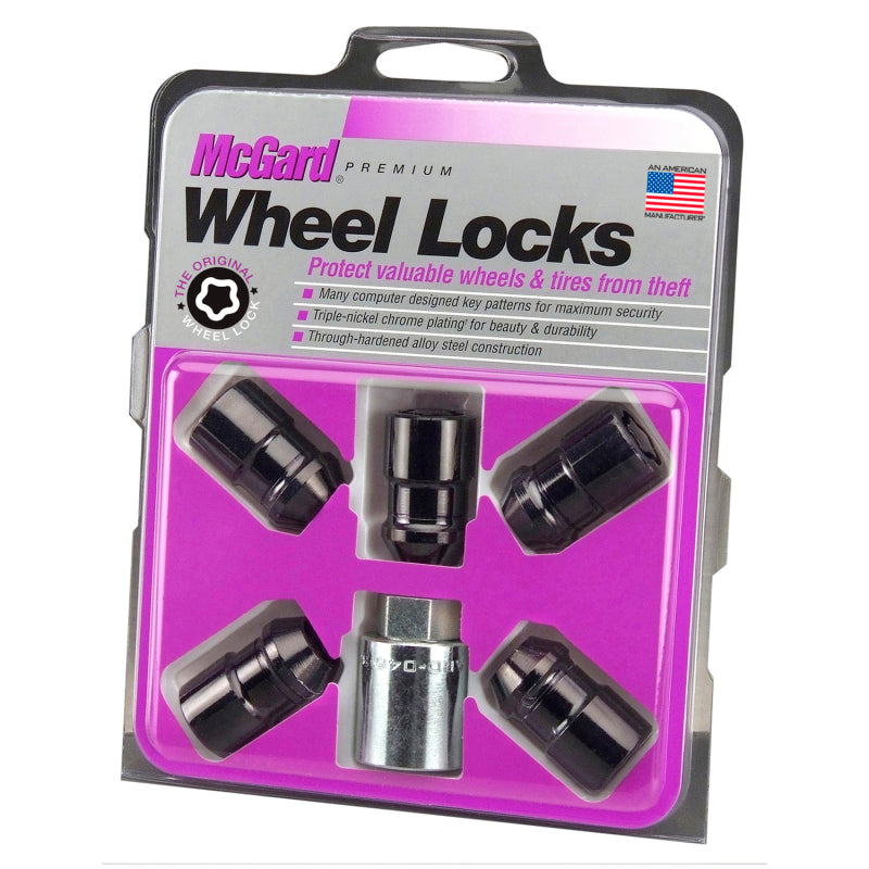 McGard Wheel Lock Nut Set - 5pk. (Cone Seat) M12X1.5 / 3/4 Hex / 1.46in. Length - Black McGard Lug Nuts  AXOPROS