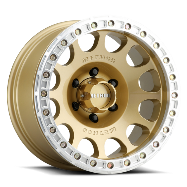 Method MR105 V3 Beadlock 17x9 -38mm Offset 5x5 71.5mm CB Gold Wheel w/ BH-H24125 Method Wheels Wheels - Cast  AXOPROS