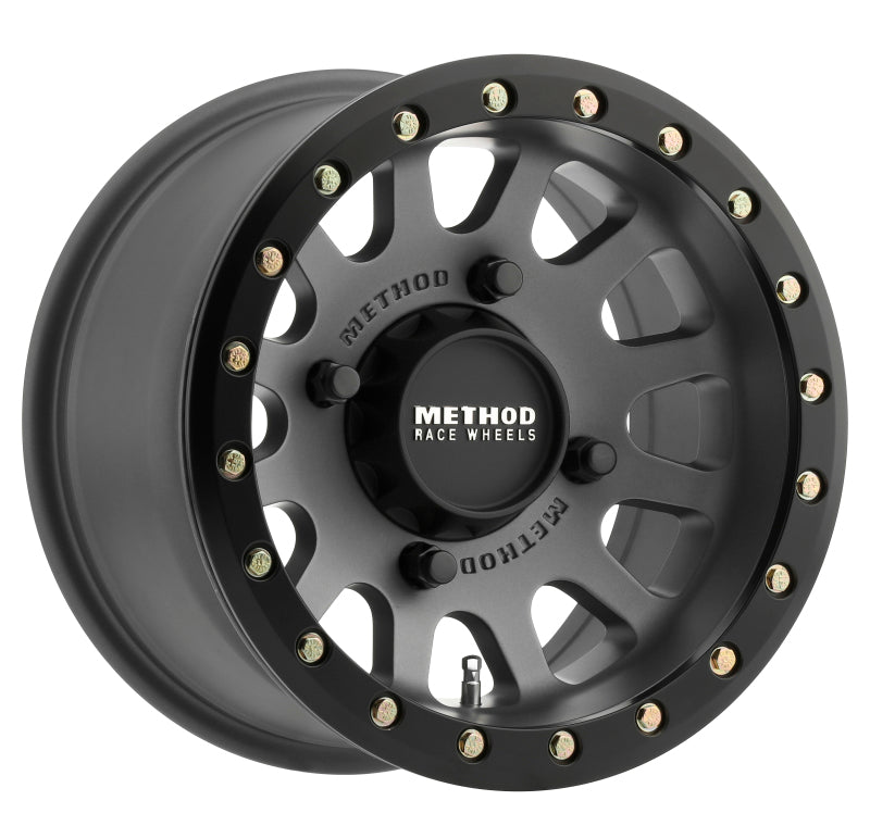 Method MR401 UTV Beadlock 15x7 / 4+3/13mm Offset / 4x136 / 106mm CB Titanium Wheel- Matte Black Ring Method Wheels Wheels - Cast  AXOPROS