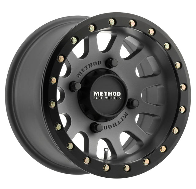 Method MR401 UTV Beadlock 15x7 / 4+3/13mm Offset / 4x136 / 106mm CB Titanium Wheel- Matte Black Ring Method Wheels Wheels - Cast  AXOPROS