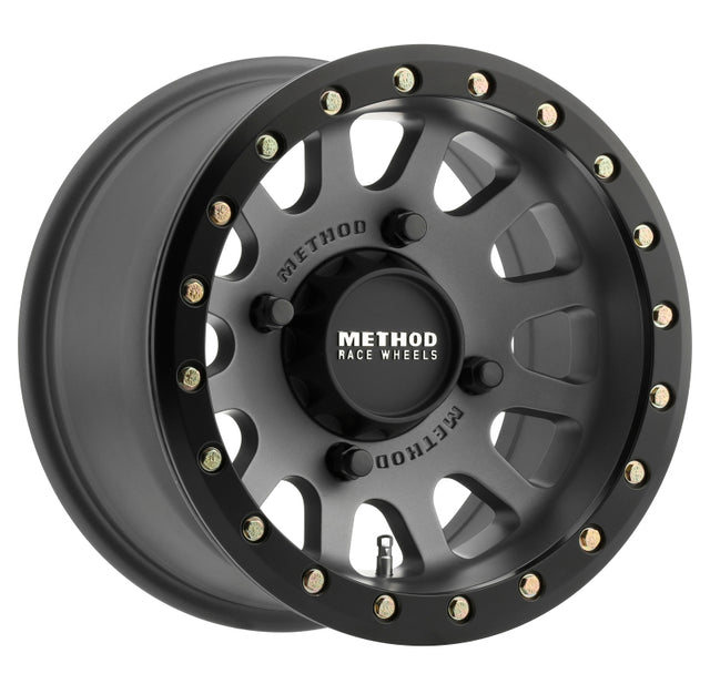 Method MR401 UTV Beadlock 15x7 / 4+3/13mm Offset / 4x156 / 132mm CB Titanium Wheel- Matte Black Ring Method Wheels Wheels - Cast  AXOPROS