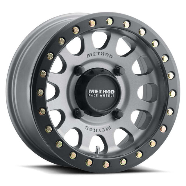 Method MR401 UTV Beadlock 15x7 / 5+2/38mm Offset / 4x156 / 132mm CB Titanium Wheel- Matte Black Ring Method Wheels Wheels - Cast  AXOPROS